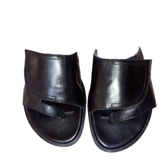LIZFLEX Leather Slides Wide Velcro Strap Padded Leather Lining - Picture 3 of 9